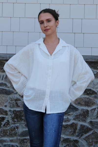 Camila Cotton Gauze Shirt - Off White - The Fabulous Rag 