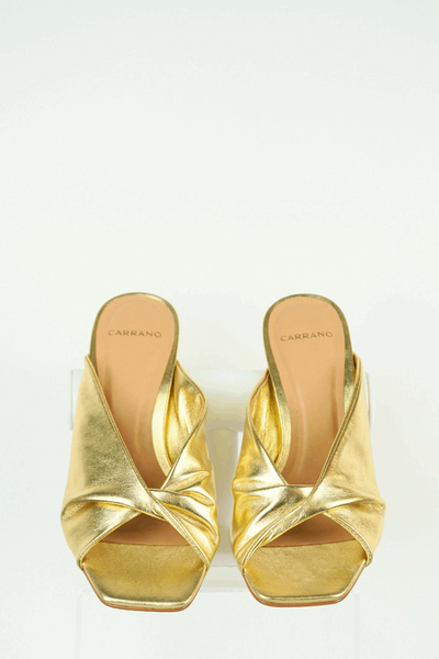 Coco Twist Gold Leather Sandals