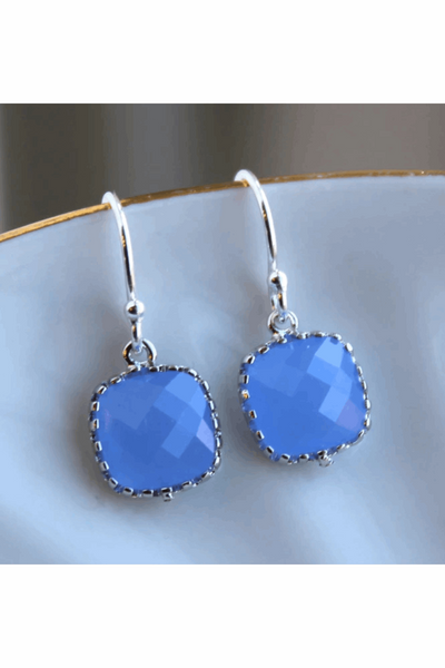 Gwen Dainty Silver Periwinkle Blue Earrings - The Fabulous Rag 