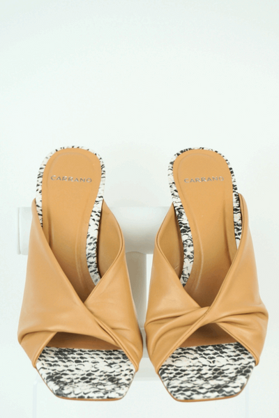 Coco Twist Beige Viper Leather Sandals