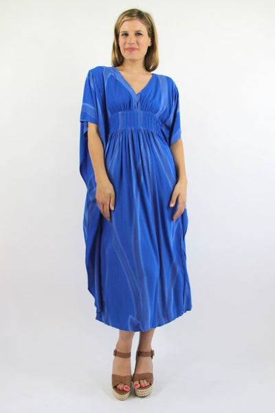 Altri Flutter Sleeve Midi Dress - Tie Dye Cobalt Blue - The Fabulous Rag 