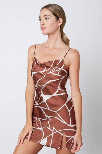 Gavia Front Slit Mini Slit Dress - Copper - The Fabulous Rag 