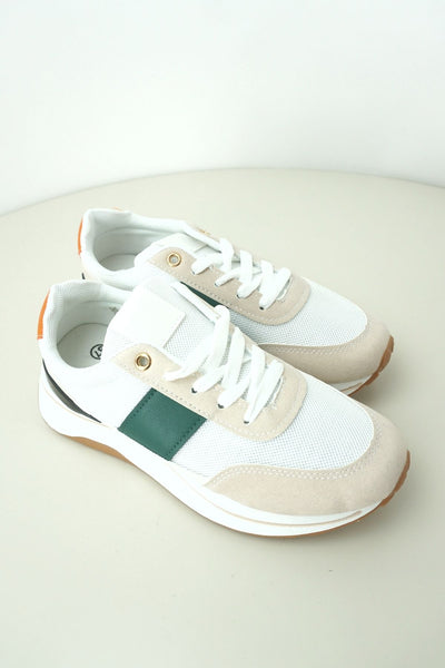 Mia Platform White/Green Sneakers - The Fabulous Rag 