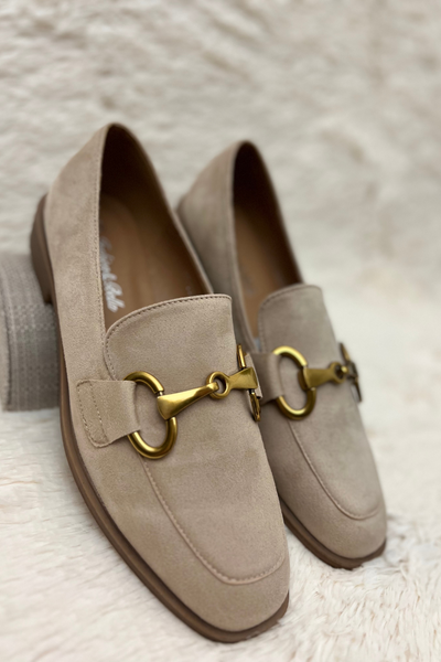 Aria Beige Suede Loafer - The Fabulous Rag 