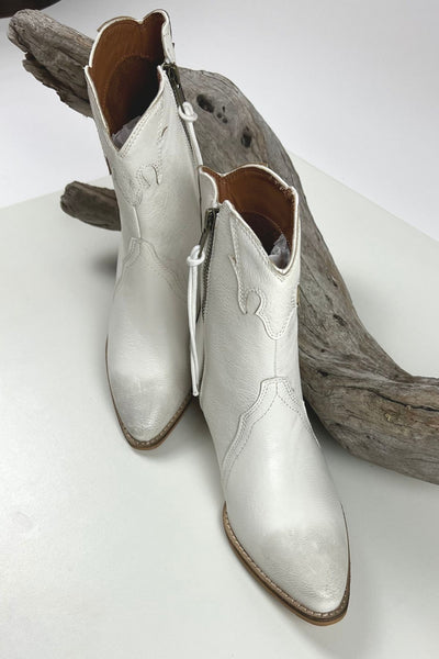 Pep Semi-Burnished White Ankle Boots - The Fabulous Rag 