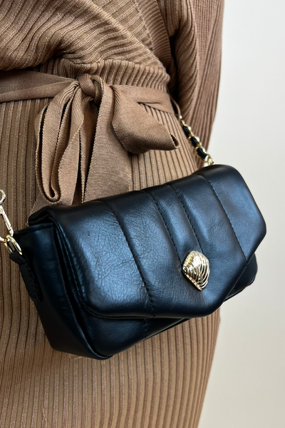 Vivienne Soft Genuine Leather Black Bag - The Fabulous Rag 