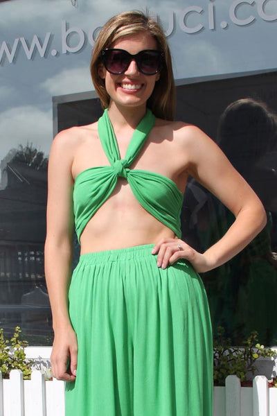 Sophia Gauzy Wrap Top - Green - The Fabulous Rag 
