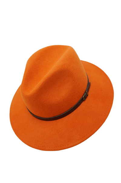 Giselle Soft Wool Orange Fedora Hat - The Fabulous Rag 