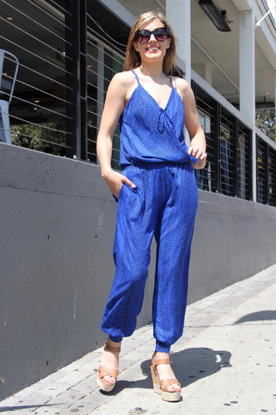 Lana Racerback Jumpsuit - Azure Blue - The Fabulous Rag 