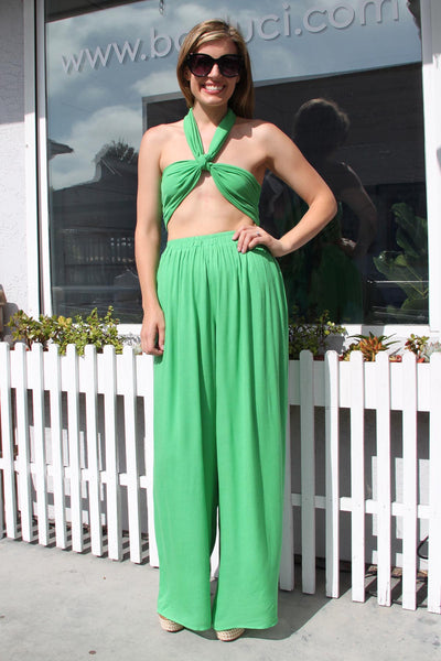Sophia Gauzy Wide-Pants - Green - The Fabulous Rag 