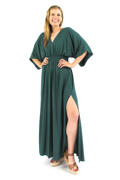 Budelli Caftan Emerald Green Maxi Dress - The Fabulous Rag 