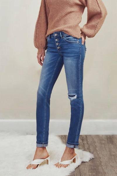 Copa Mid Rise Skinny Straight Jeans - The Fabulous Rag 