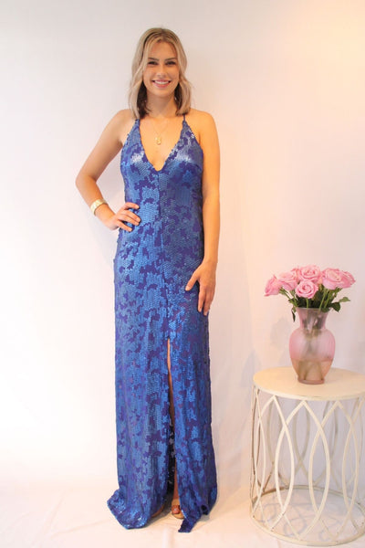 Royal Blue Sequin Gown - The Fabulous Rag 