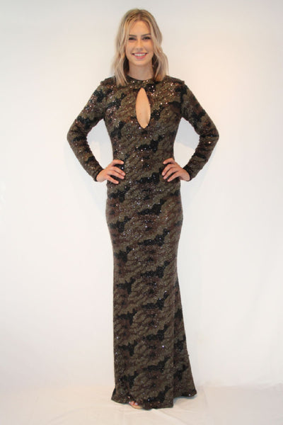 Camo Sequence Gown - The Fabulous Rag 